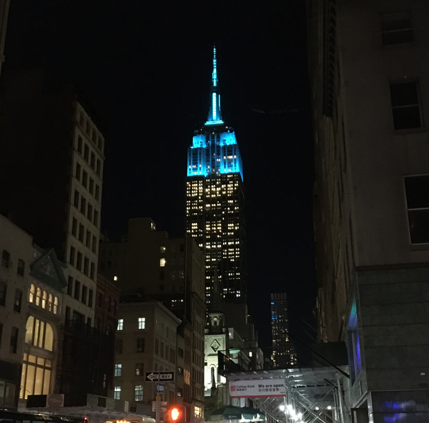Blue Empire State Building