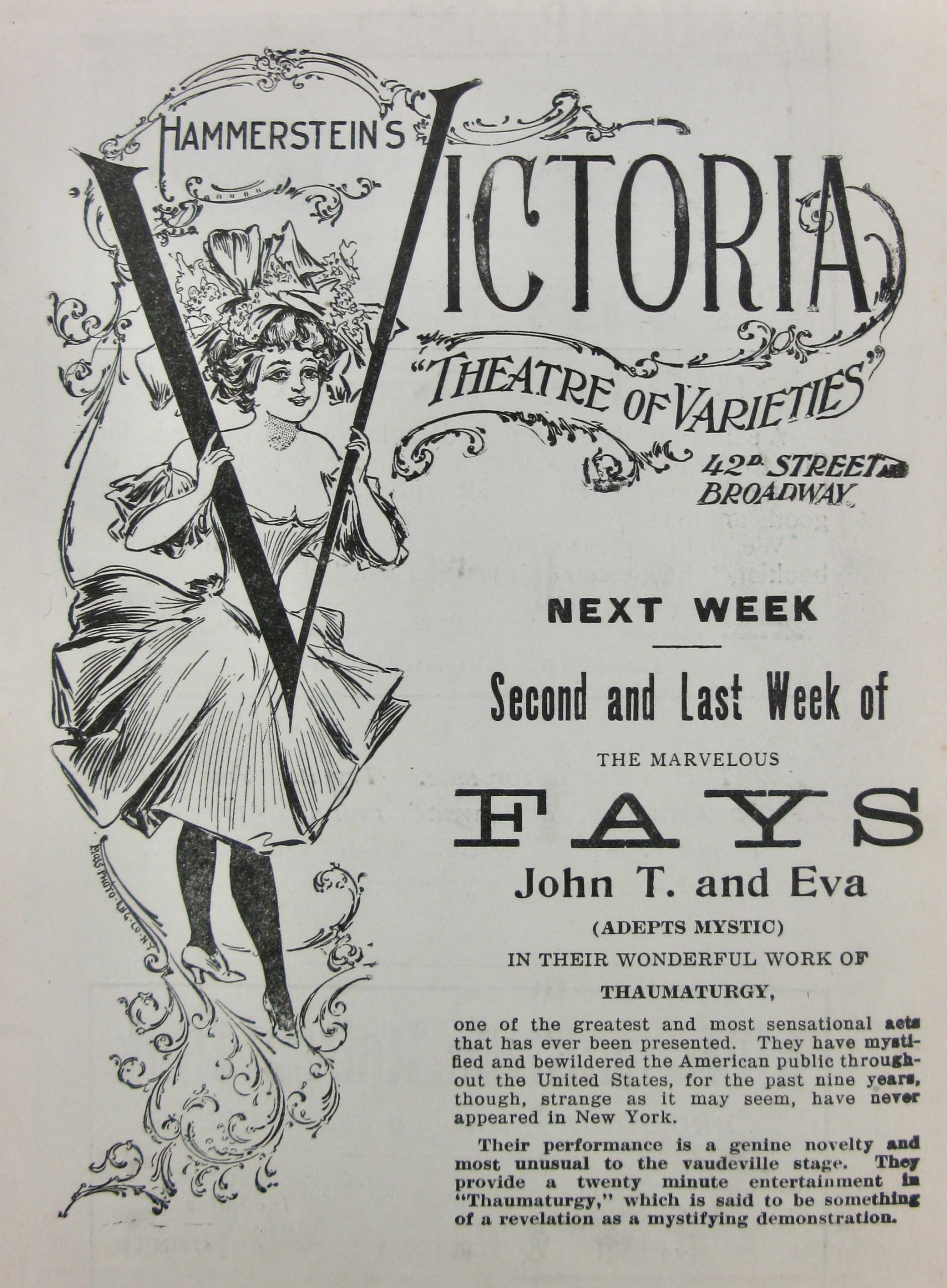 Hammerstein's Victoria Flyer, John T. and Eva Fay